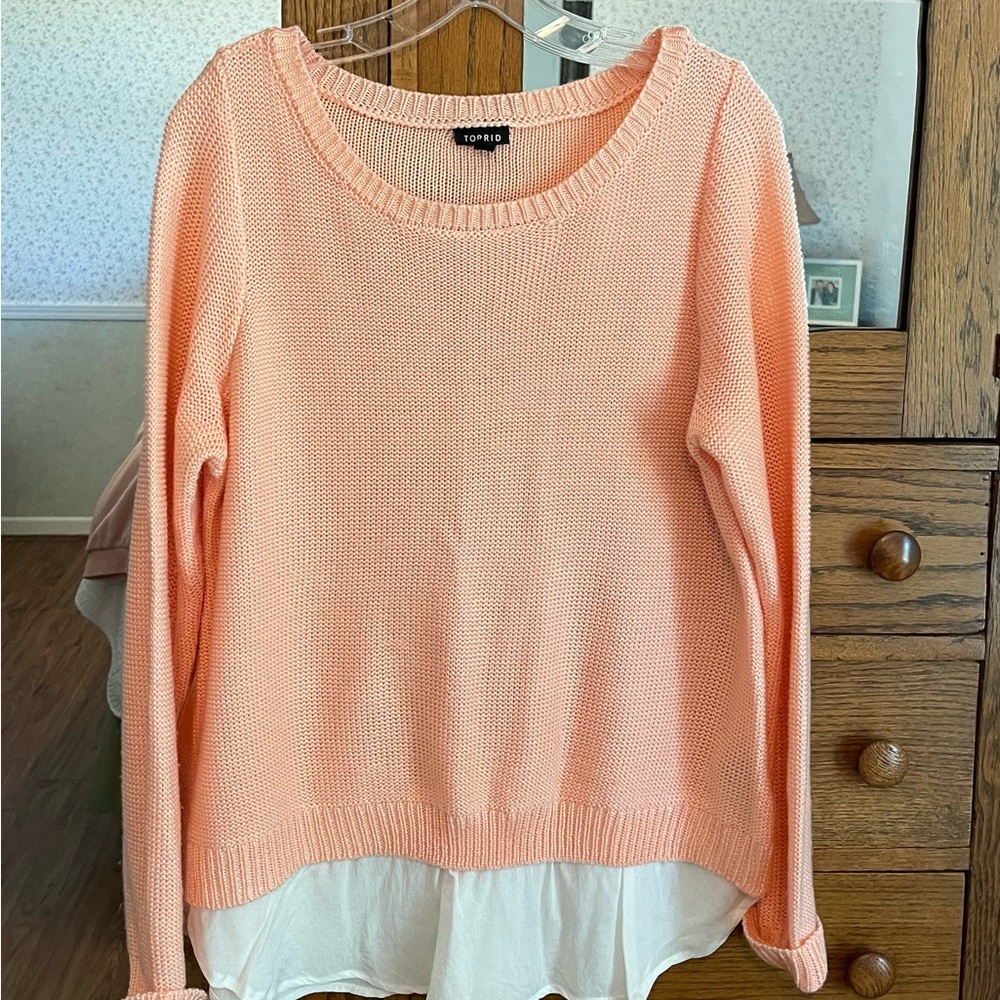 Torrid Plus Size L (12) Peach Two-Fer Sweater